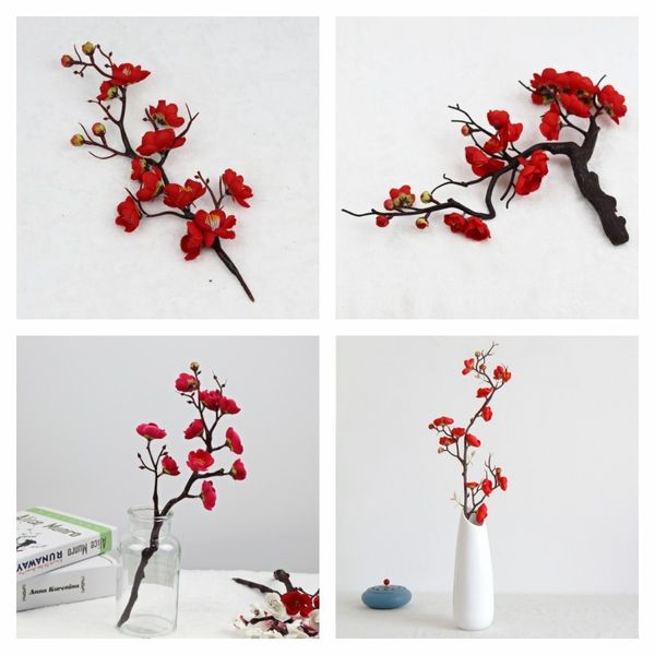 Cherry Vermelho Plum Flor De Seda Artificial Flores Plástico Ramo Para Casamento Flor Home Diy Decoração Espuma de Natal Berry 20220223 Q2