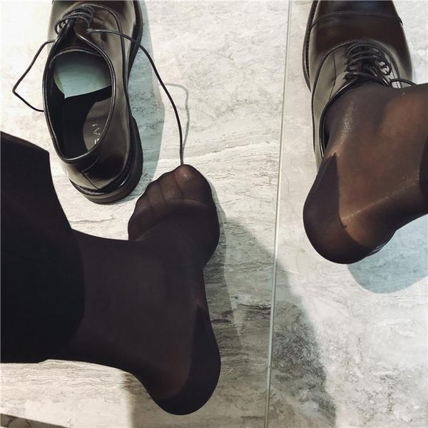 

men silk socks classic style sheer softy nylon mens socks collection thin gay fetish new dress1, Black