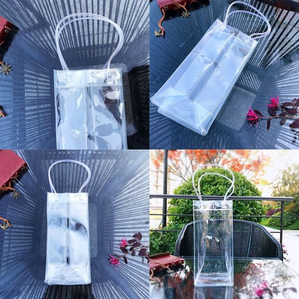

red wine ice packing bag mini solid waterproof handbag plastic square thickening gift transparent drink bags portable 2 8qb f2