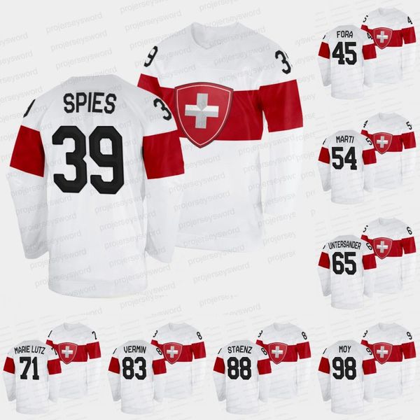 

switzerland women's hockey ida 2022 winter home jersey phoebe staenz saskia maurer caroline spies rahel enzler sinja leemann alina mart, Black;red