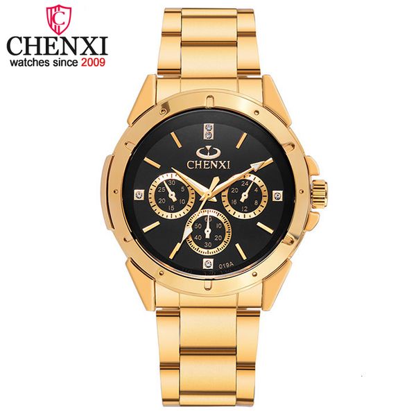 

chenxi men's quartz watch brands luxury man golden stainless steel clock wrist watches quartz stylish male waterproof watch, Slivery;brown