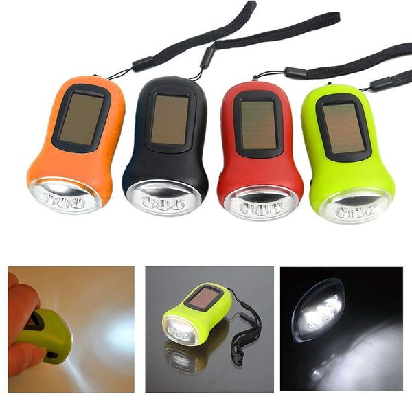 

portable led hand-cranked dynamo solar power rechargeable emergency lamp torch lights outdoor lighting