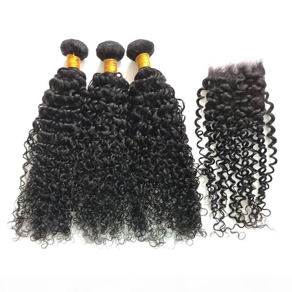 

deep curly hair bundle with lace closure unprocessed peruvian natural black human hair extension weave with frontal for women brazilian hair