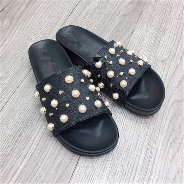 

luxury designers women flat slides slippers sandals platform leather shoes sandal beach retro scuffs shoe mules womens flip flops, Black