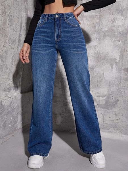 

high waist boyfriend jeans 03rp#, Blue