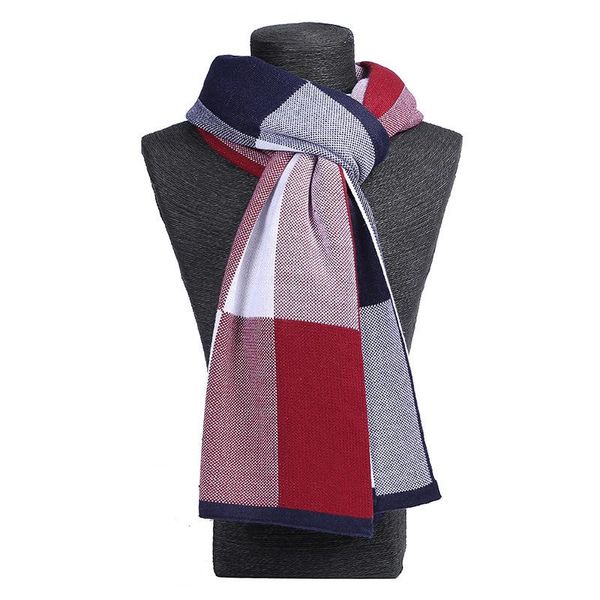 

scarves tj-tianjun men autumn winter keep warm scarf classic plaid thickened business knit muffler multi color options fashion, Blue;gray