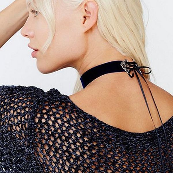 

lace up women necklace black velvet choker necklace gothic 2020 statement boho jewelry harajuku chunky collier, Golden;silver