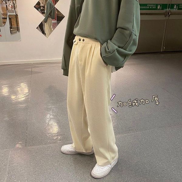 

2020 men's thickening corduroy fabric wide leg pants baggy loose trousers cargo white casual pants streetwear sweatpants m-2xl1, Black