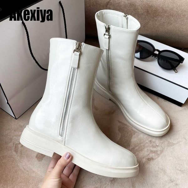 

spring autumn ankle boots for women genuine leather zipper tpr sole comfortable black female boots u392