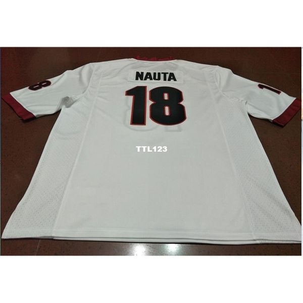 

men #18 isaac nauta georgia bulldogs size s-4xl red black white college jersey or custom any name or number jersey