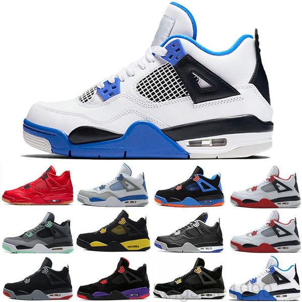 

men 4s basketballs shoes 4 starfish blue neon new fire red pine green royal toe mens sport sneakers trainers size 7-13 yujd, Black