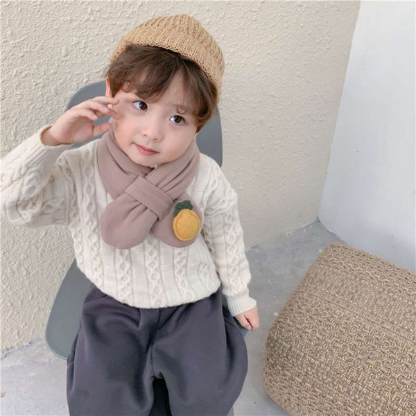 

2020 korean lovely fruit children's scarf autumn and winter new soft baby cross cotton warm neck, Red;brown