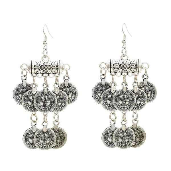 

dangle & chandelier turkish jhumkas color coin drop boho gypsy beach ethnic tribal festival oxidized jewelry tassel fringe earrings women, Silver