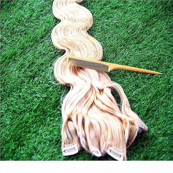 

body wave clips in brazilian human hair extensions 100g 7pcs set 8-32 inchs clip ins clip in hair, Black;brown