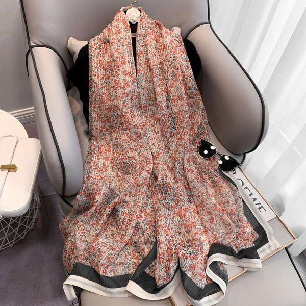 

2020 spring geometric pattern warp knitted decorative small square scarf for women's scarf rectangular cotton linen silk, Blue;gray