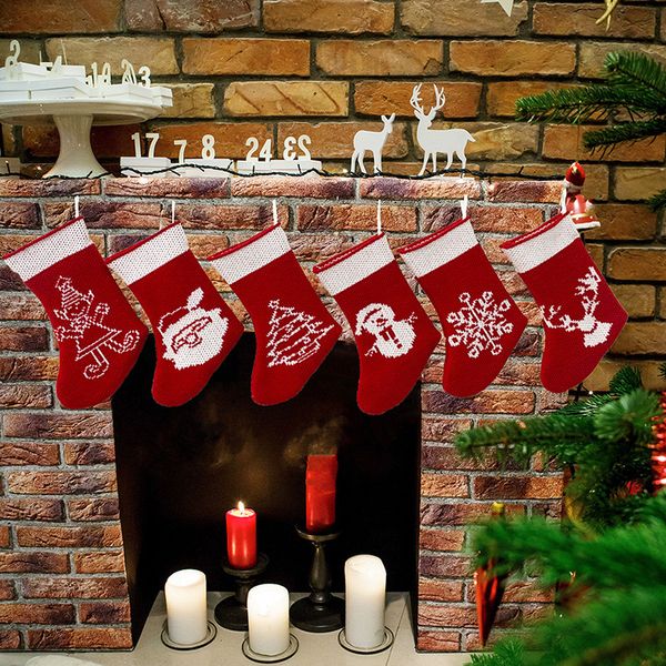 

hanging socks cute candy gift bag snowman santa claus deer bear stocking for christmas tree decor pendant 100pcs t1i2237
