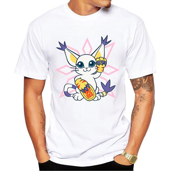 

2018 новые поступления лаки gatomon printed мужчины футболка с коротким рукавом рубашки вскользь tops прохладный футболки спорт с капюшоном