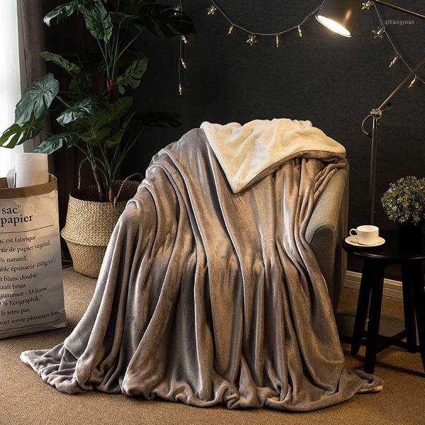 

double super warm cozy throw blankets for office siesta air-condition bedspread thickening lamb cashmere blanket sofa winter1