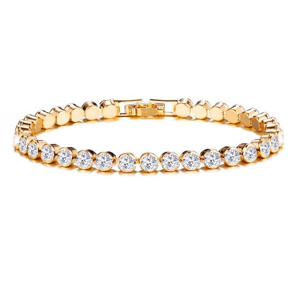 

cubic zirconia tennis bracelet for women men gold color iced out crystal charm tennis bracelet bangle male bijoux jewelry, Black