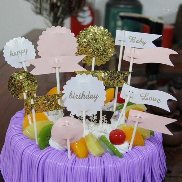 

other festive & party supplies glitter flag happy love cake er dessert decor for birthday cupcake baby wedding decoration supplies1