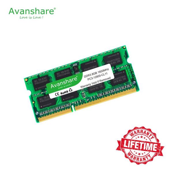 

avanshare sodimm ram memory 1.5v lapddr3 2gb 4gb 8gb pc3 10600 1333mhz 12800 1600mhz 204pin for supper gaming