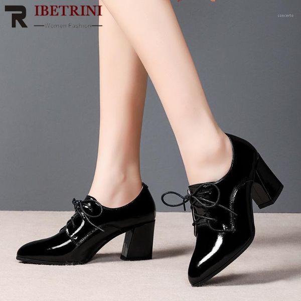 

ribetrini new spring fashion microfiber shoes woman slid lace-up dress pumps women office high heels pumps1, Black