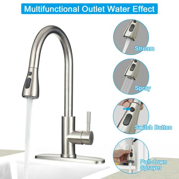 

kitchen faucet stainless steel sink faucet single hole brushed pull out sprayer