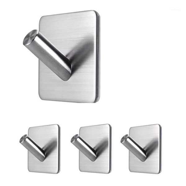 

4pcs stainless steel self adhesive hooks towel rack home bathroom wall hook ud881
