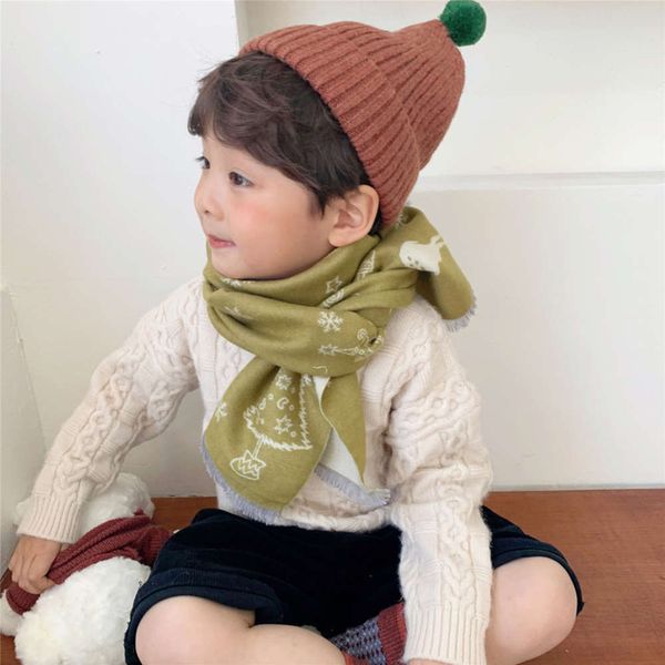 

boys children's christmas baby imitation cashmere girls autumn and lovely neck thickening warm fawn winter scarf qy83, Red;brown