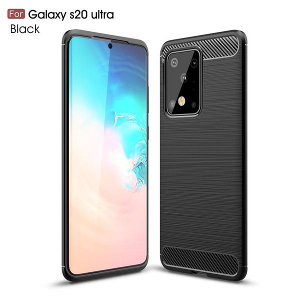 

for galaxy s20 ultra brushed texture carbon fiber tpu case