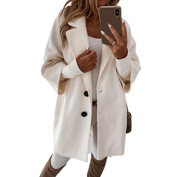 

women casual autumn winter 3/4 sleeve pockets buttons long coat loose jacket women autumn pockets buttons long coat loose jacket, Black