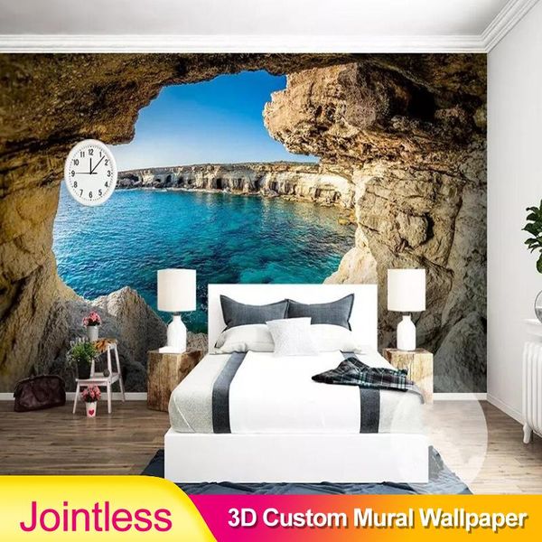 

jointless 3d p wallpaper modern simple cave seascape nature mural living room bedroom interior decor wallpaper space