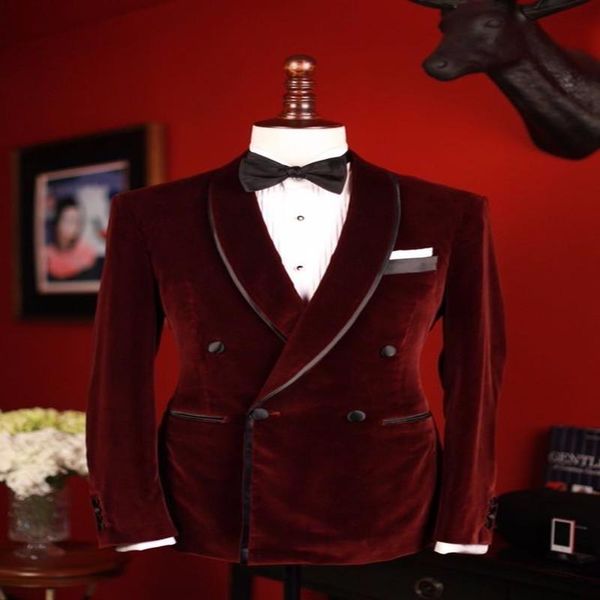 

вино цвета velvet мужчины костюм элегантный одежда жениха костюм made мода формальное blazer новый стиль шаль воротник двойной брестед костю, White;black
