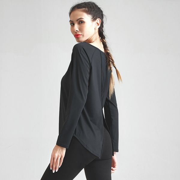 

new mesh split fitness suit women's long sleeve running training sports t-shirt loose thin quick dry yoga coat t-shirt jxnua jxn, Gray