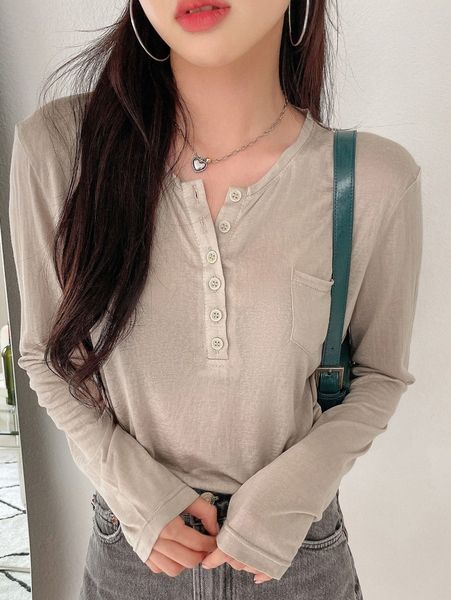 

dazy patched pocket half button tee t4md#, White