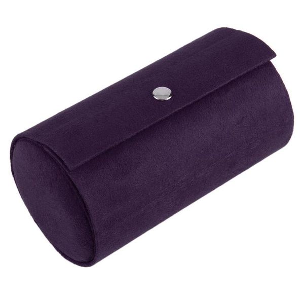 

multifunctional fabric 3 layers jewelry display box cylinder shape organizer flannel round portable travel storage case creative, Pink;blue