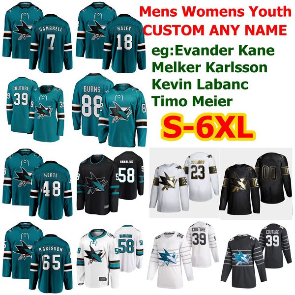

s-6xl all star сан-хосе шаркс джерси 12 патрик марло 28 timo meier марио ферраро гертл аарон dell хоккей трикотажные изделия на заказ прошит, Black;red