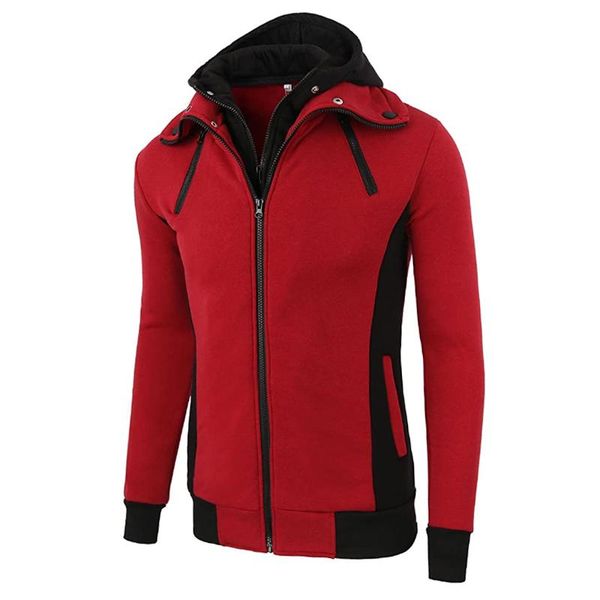 

2020 zipper men jackets autumn winter casual fleece coats bomber jacket scarf collar fashion hooded male outwear slim fit hoody, Black