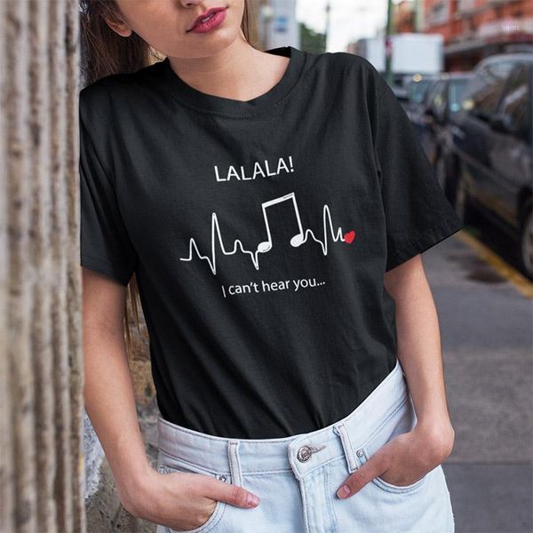

heartbeat t shirt lovely women i can not hear you letter print summer short sleeve tee 100% cotton female t-shirt1, White