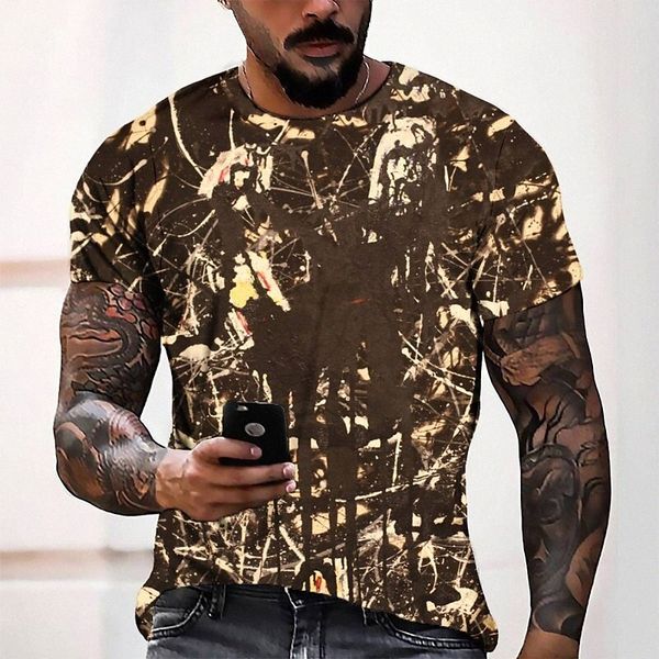 

men's tee t shirt 3d print graphic round neck casual daily 3d print short sleeve fashion designer cool comfortable gray 42hr#, White;black
