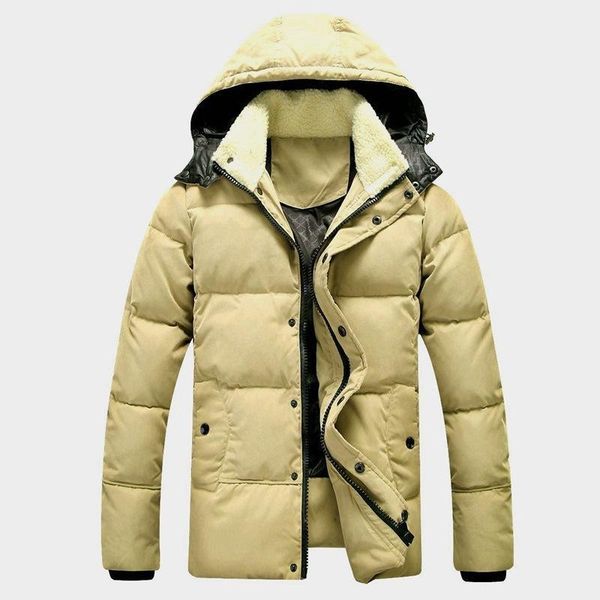 

korean version fashion men's outwear plus velvet thick warm cotton clothing hooded casual cotton coat good quality1, Black