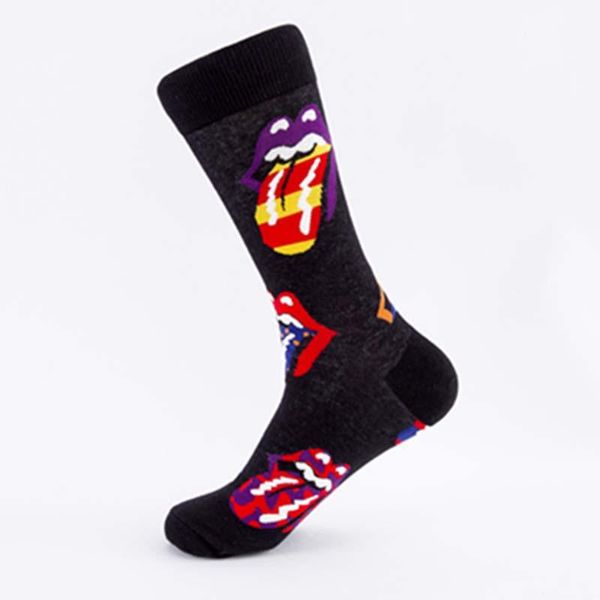 

socks & hosiery fashion product creative personality cartoon animal bird casual art jacquard stripe geometry harajuku meias, Black;white