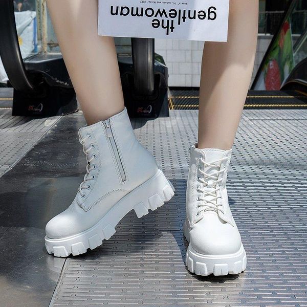 

boots 2021 winter motorcycle women british style ankle gothic punk low heel boot shoe plus size 43, Black