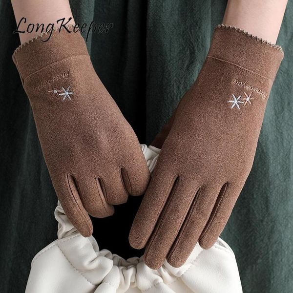 

longkeeper touch screen winter gloves women autumn winter warm full finger gloves female mittens driving ski velvet, Blue;gray