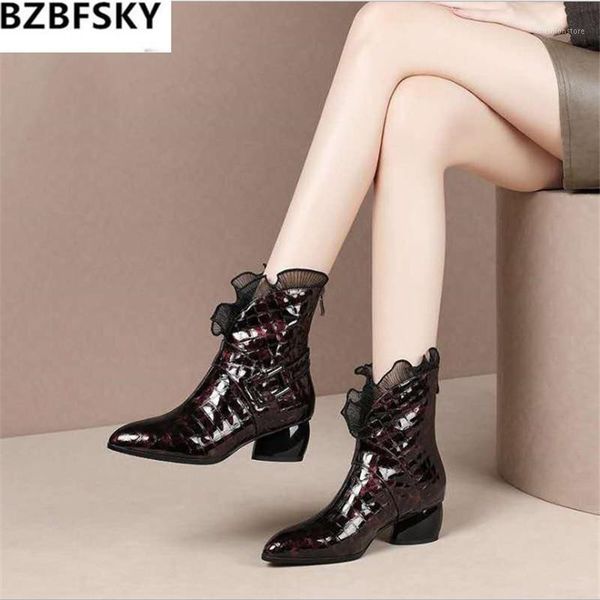 

boots 2021mid-heel short women winter thick-heeled korean style fashion round head mother shoes1, Black