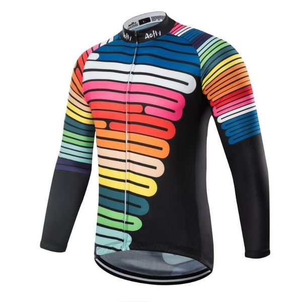 

racing sets aofly men's cycling jersey long sleeve cilismo sportswear spring and autumn thin sections be customized with names, Black;blue