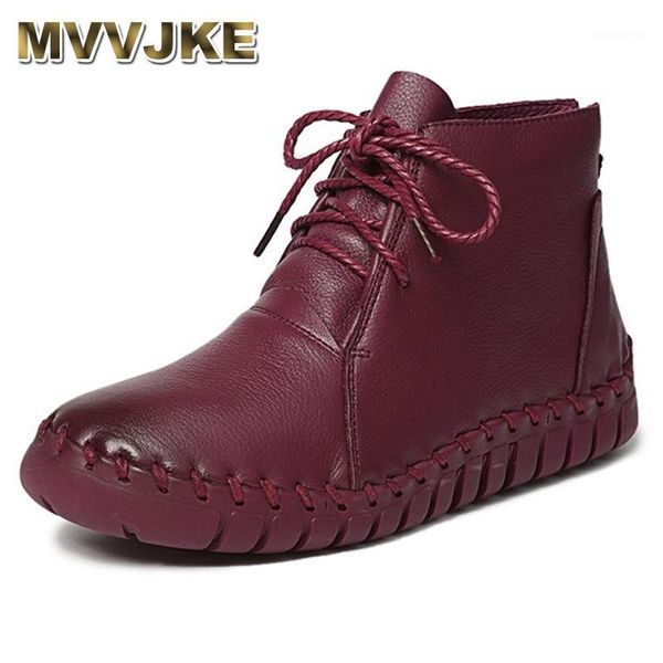 

boots mvvjke genuine leather women 2021 spring autumn fashion pleated ankle warm soft outdoor casual flat shoes shoes1, Black