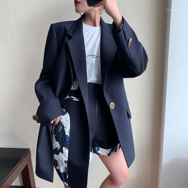 

two piece dress [ewq] 2021 spring loose printed lapel suit jacket wide leg all-match shorts fashion trend women's two-piece qf10151, White
