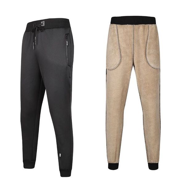 

yoga outfits men's fleece warm pants outdoor winter sports plus velvet trousers, White;red