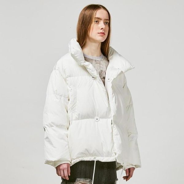 

new winter 2019 short white duck fashion coat, thick feather women's parka